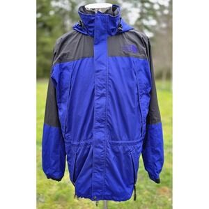 Vintage 90s The North Face Mountain Parka Jacket Blue Purple Mens Large Petina